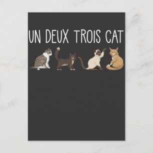 Un Deux Trois Cat French Pun Kat Humor Pet Lover Briefkaart