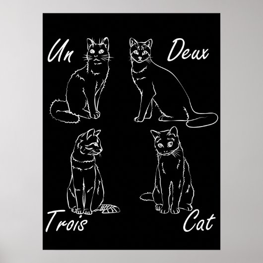 Un Deux Trois Cat Funny French Poster (Voorkant)