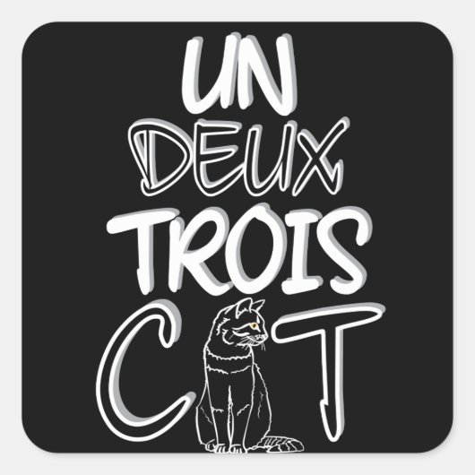 Un Deux Trois Cat Funny French Vierkante Sticker (Voorkant)