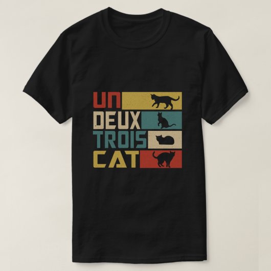 Un Deux Trois Cat - Grappige Franse woordspeling, T-shirt (Design voorkant)