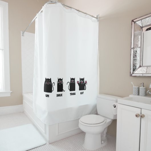 un deux trois cat grappige pun roze claws whiskers douchegordijn (In situ)