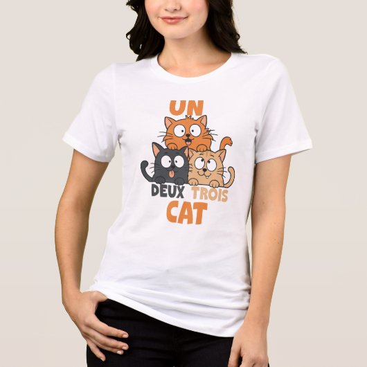 Un Deux Trois Kat, Franse Kat Tri-Blend Shirt (Voorkant)
