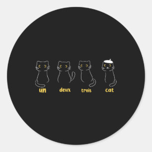 Un Deux Trois Kat Grappige Kattenliefhebbers Ronde Sticker