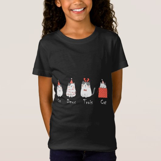 Un Deux Trois Kat Schattige Kitten Kat Lover Kerst T-shirt (Voorkant)