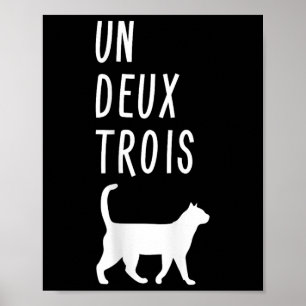 Un Deux Trois Kat T-shirt Grappig Frans Leraar Cad Poster