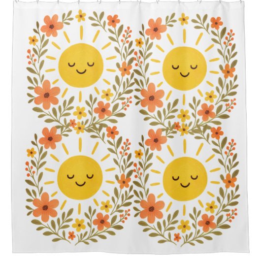 un & Floral Frame Shower Curtain Douchegordijn (Voorkant)