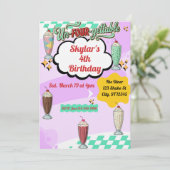Un-Four-Gettable, Milkshake Retro 4th Birthday Kaart (Staand voorkant)