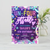 Un-Four-Gettable Neon Glow 4e verjaardagsfeest Kaart (Staand voorkant)