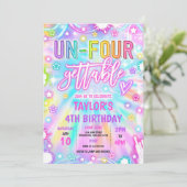 Un-Four-Gettable Neon Glow 4e verjaardagsfeest Kaart (Staand voorkant)