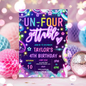 Un-Four-Gettable Neon Glow 4e verjaardagsfeest Kaart