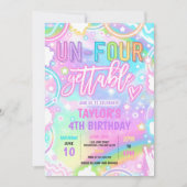 Un-Four-Gettable Neon Glow 4e verjaardagsfeest Kaart (Voorkant)