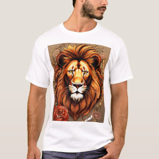 Un lion havoc een horologe et een roos in tutorage t-shirt