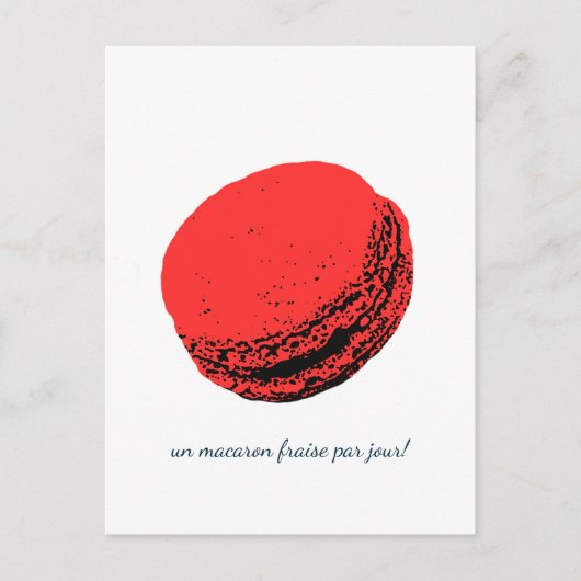 Un macaron fraise par jour! briefkaart (Voorkant)