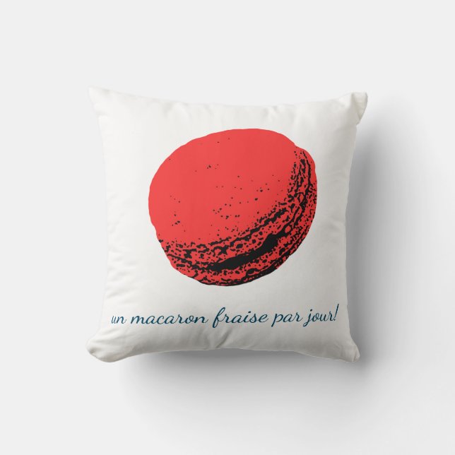 un macaron fraise par jour ! kussen (Voorkant)