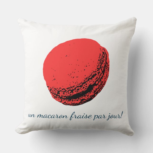 un macaron fraise par jour ! kussen (Voorkant)