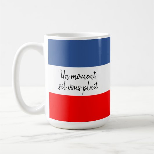 Un moment (A-moment alsjeblieft) Franse vlag Koffiemok (Links)