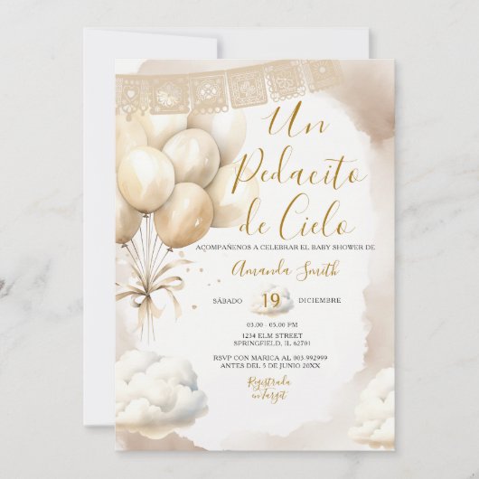 Un Pedacito de Cielo Baby Shower Spaans Kaart (Voorkant)