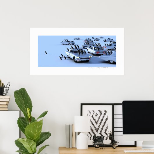 Un pingouin, sinon rien. - T-vogels op ijs Poster (Thuiskantoor)