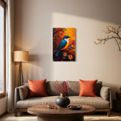 Un Solo Pájaro – Levendige vogel en bloemen Canvas Afdruk