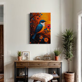 Un Solo Pájaro – Levendige vogel en bloemen Canvas Afdruk