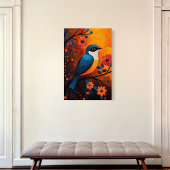 Un Solo Pájaro – Levendige vogel en bloemen Canvas Afdruk