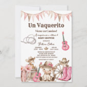Un Vaquerito Viene en Camino Girl Baby Shower Kaart (Voorkant)