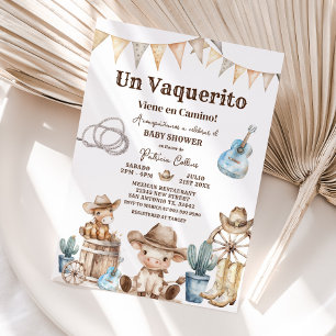 Un Vaquerito Viene en Camino Spaans Baby shower Kaart