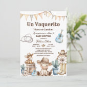 Un Vaquerito Viene en Camino Spaans Baby shower Kaart (Staand voorkant)