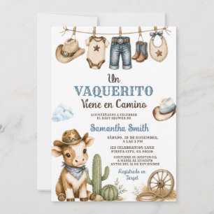 Un Vaquerito Viene en Camino Spaanse Baby Shower Kaart