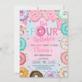 Un-vier-gettable donuts meisje 4e verjaardag uitno kaart (Voorkant)