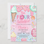 Un-vier-gettable snoepjes meisje 4e verjaardag uit kaart (Voorkant)
