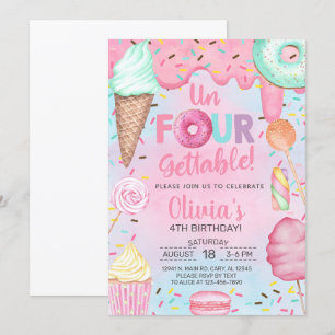 Un-vier-gettable snoepjes meisje 4e verjaardag uit kaart