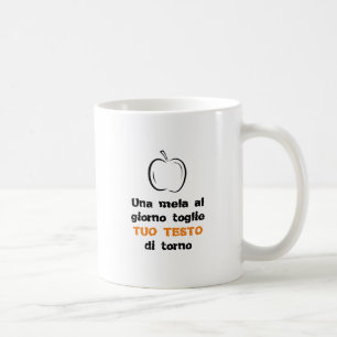 Una Mela Al Giorno Apple Black Line Art Koffiemok