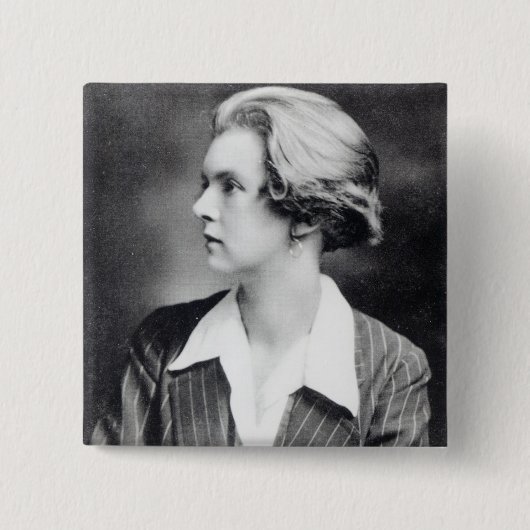 Una Vincenzo, Lady Troubridge, c.1915 Vierkante Button 5,1 Cm (Voorkant)