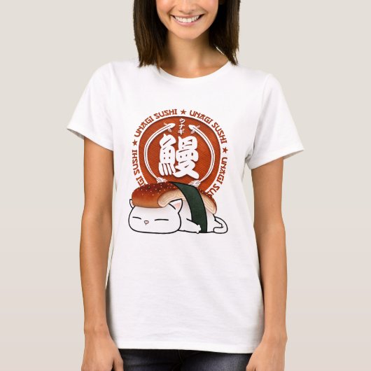 Unagi Eel Sushi Cat T-shirt (Voorkant)