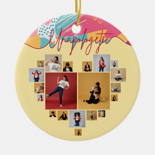 Unapologetic Personalized Feminine Photo Collage Keramisch Ornament (Voorkant)