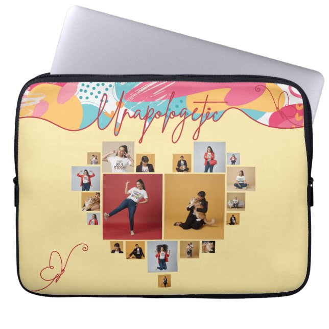 Unapologetic Personalized Feminine Photo Collage Laptop Sleeve (Voorkant)