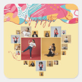 Unapologetic Personalized Feminine Photo Collage Vierkante Sticker (Voorkant)