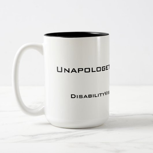 'Unapologetisch Gehandicapten' mok van 15 oz, wit (Links)