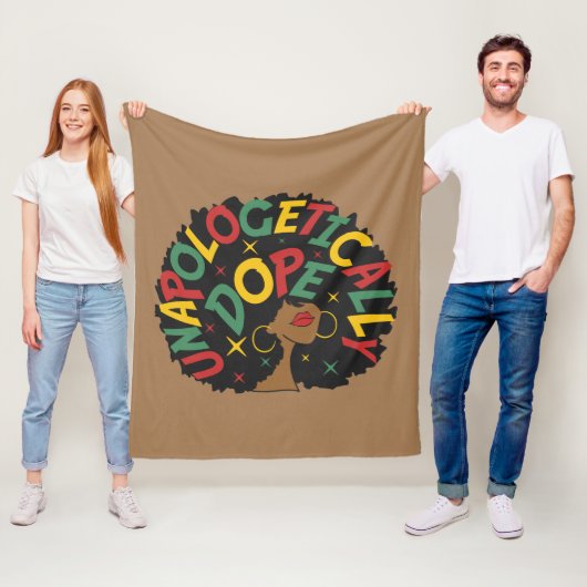 Unapologetisch zwarte dop Afro Fleece Deken (In situ)