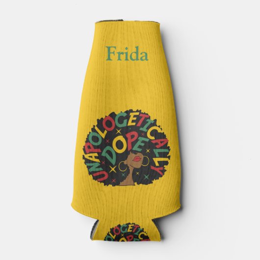 Unapologetisch zwarte dop Afro Flesjeskoeler (Voorkant)