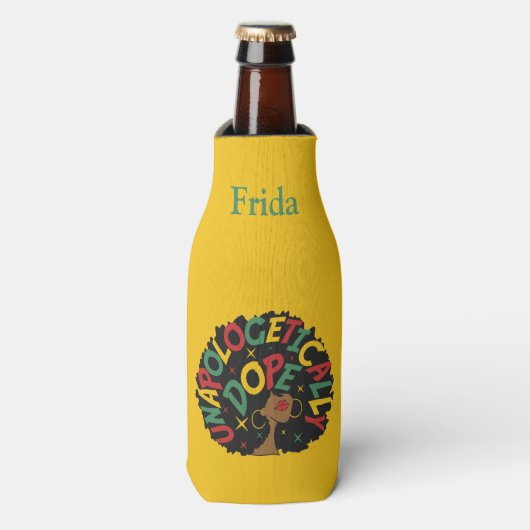 Unapologetisch zwarte dop Afro Flesjeskoeler (Fles Voorkant)