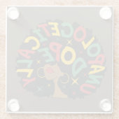 Unapologetisch zwarte dop Afro Glazen Onderzetter (Achterkant)