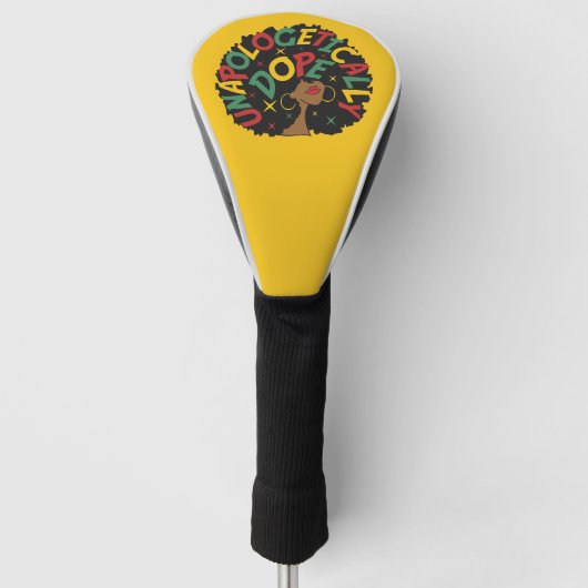 Unapologetisch zwarte dop Afro Golfheadcover (Voorkant)