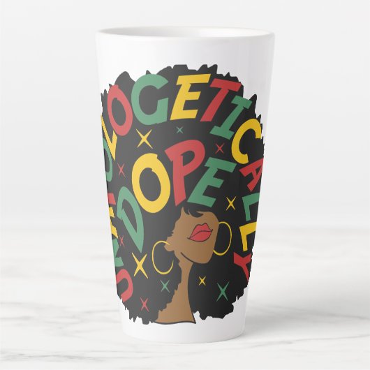 Unapologetisch zwarte dop Afro Latte Mok (Voorkant)