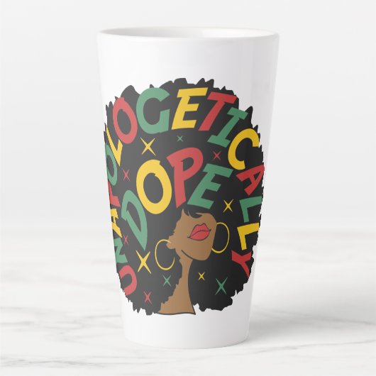Unapologetisch zwarte dop Afro Latte Mok (Voorkant)