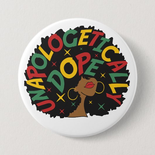 Unapologetisch zwarte dop Afro Ronde Button 7,6 Cm (Voorkant)