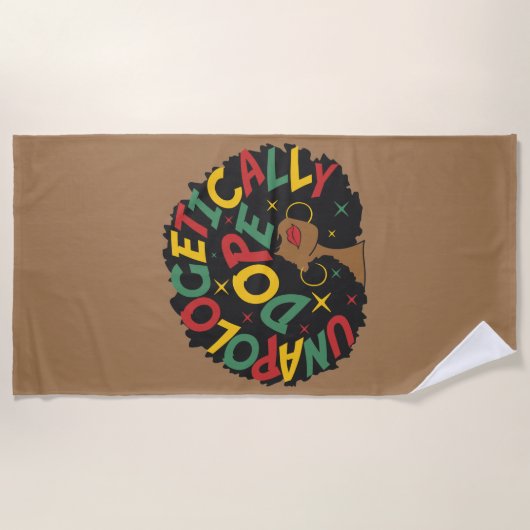 Unapologetisch zwarte dop Afro Strandlaken (Voorkant)