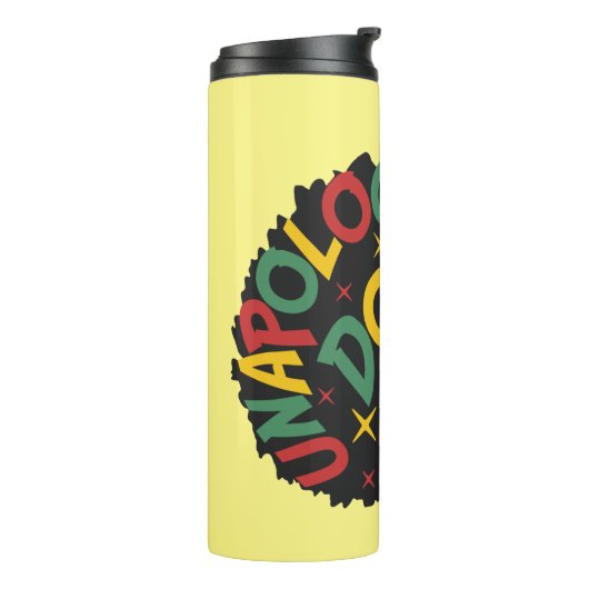Unapologetisch zwarte dop Afro Thermosbeker (Gedraaid links)