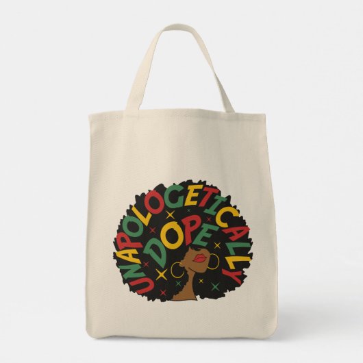 Unapologetisch zwarte dop Afro Tote Bag (Achterkant)
